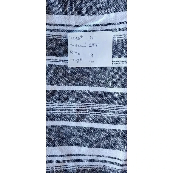 NWT Briggs Pants Women's Size XL Gray White Striped Wide Leg Pull On Linen Blend - Picture 8 of 11